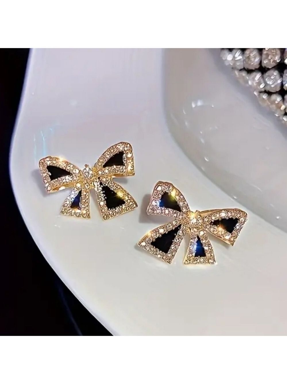 Bling Bow Earrings Full of CZ with genuine 925S Post Allergy Friendly